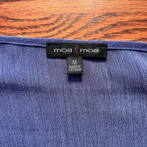 Moa Moa Top Women's Size M Blue Long Sleeve Boho Peasant Hippie Modern