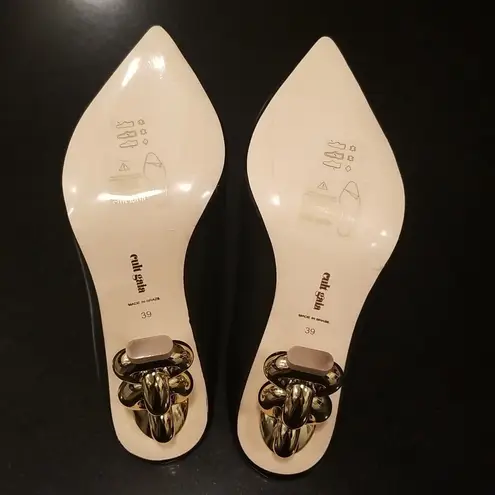 Cult Gaia ππ Nila Mule Leather Chain Heel ~ Black 39 New without Box