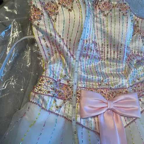 Anna Scott Fluffy Satin Tulle Beaded Prom Dress Pink Size 4