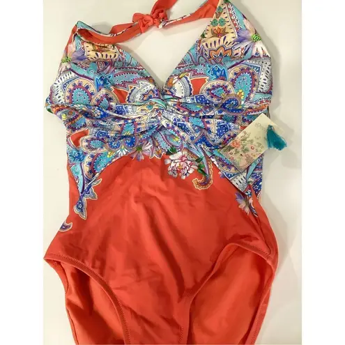 Johnny Was New. floral halter one piece swimsuit. Small. Retails $215