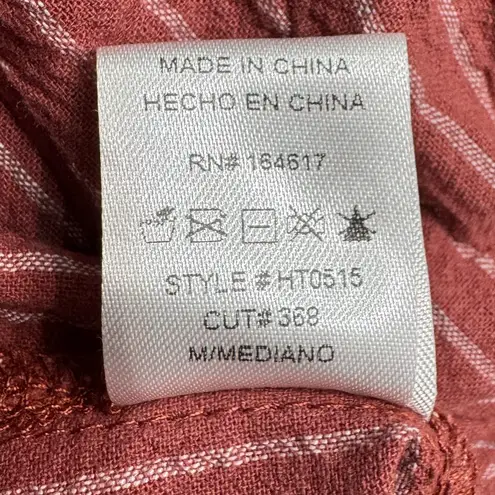 Hidden Alley Women’s Maroon & White Striped Shirt w/ Lace Up Front Shirt Medium