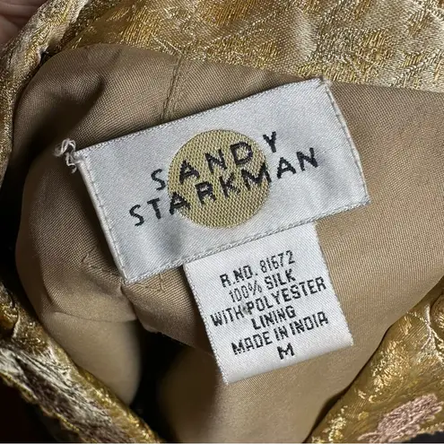 Sandy Starkman Silk Brocade Beaded Ruffle Lace Jacket M | Fairycore Regencycore Gold Size M