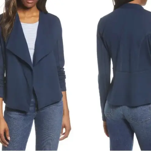 Caslon Navy Blue Drape Collar Knit Blazer