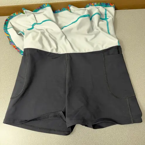 Dona Jo Skort Skirt Small Womens Blue Multi Abstract Tennis Pickleball Shorts