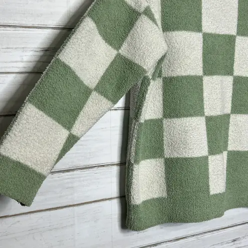 Comfylux Checkered Crew Neck Sage Green Sweater Size Large