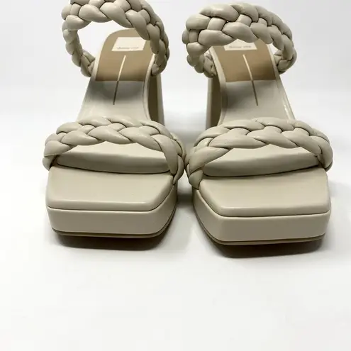 Dolce Vita Ivory Ashby Platform Braided Faux Leather Sandal Block Heels 9.5 White