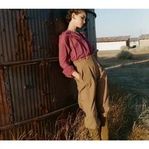 💕DOEN💕 Louvre Pant ~ High Waisted Pleated Ankle Pants Bark Brown 6 NWT