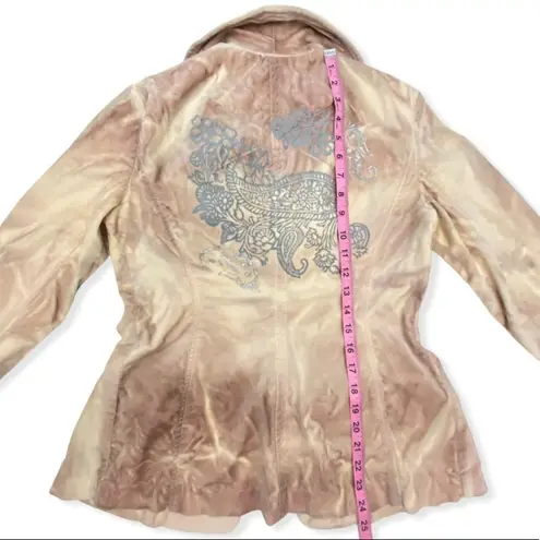 Bebe Vintage  Velvet Blush Tie Dye Paisley Blazer