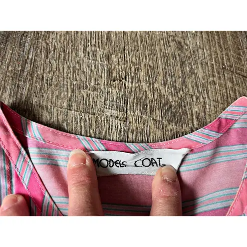 Vintage Pink striped House Coat Robe by Model Coat size M Size M