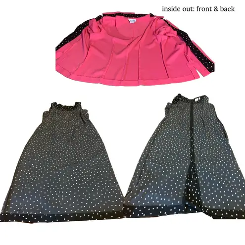 MISS DORBY BLACK & PINK W/WHITE POLK DOT DRESS & BLAZER SET VINTAGE 1990'S (12)