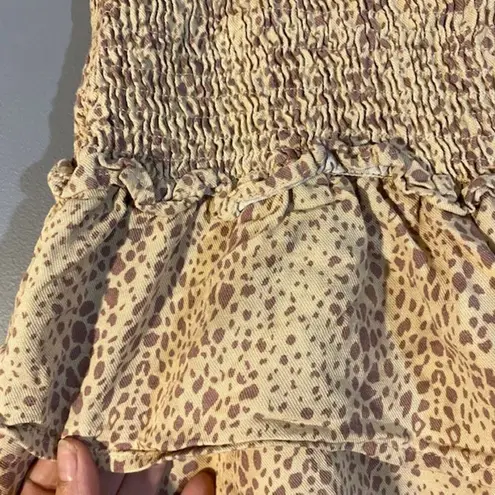 Alice Blue Light Pink Animal Spot Ruffle Tiered Accordion Mini Skirt Women Sz M