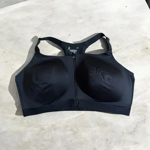Xersion  Medium Support Black 3X Sports‎ Bra Racerback Front Closure Full Figure