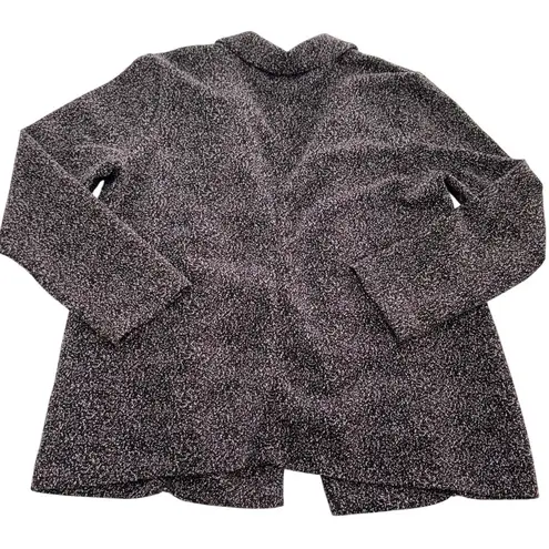 Black Tape Blazer Womens Small Black White Open Front Textured Knit Jacket Coat