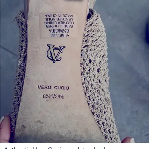 Vero Cuoio Authentic crochet tan heels size 9