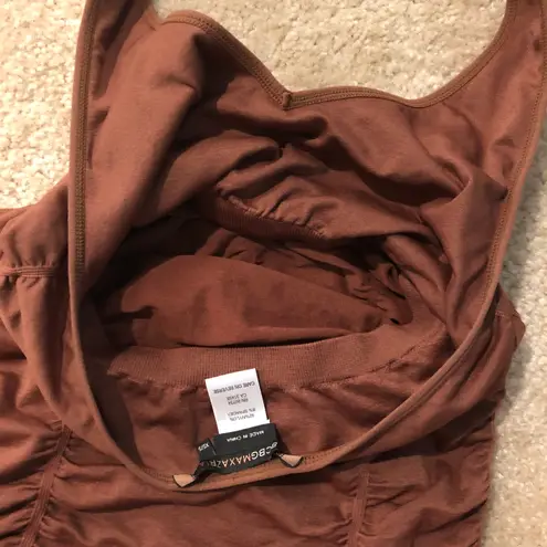 BCBGMAXAZRIA Brown Ruched Halter Top