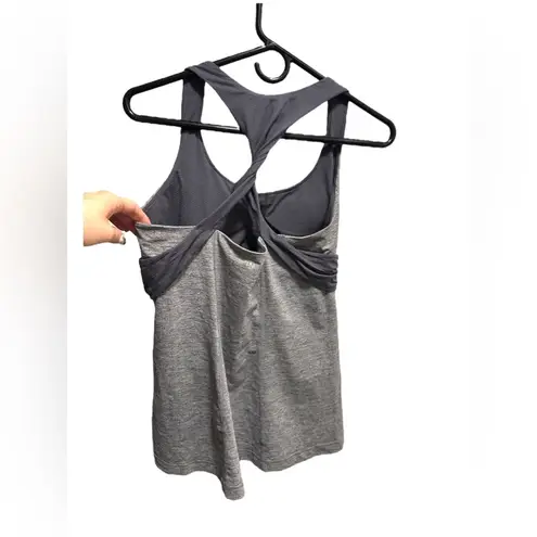 Lululemon  GRAY TWISTED RACER BACK TOP WITH BUILT IN BRA.