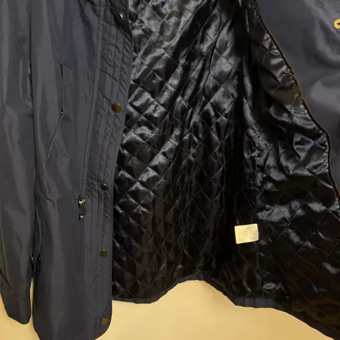 Giacca Navy Blue Hooded Anorak Jacket Quilted Lining Women's Size Small