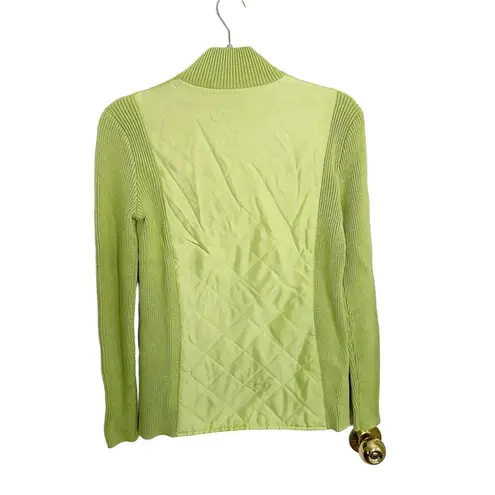 J. McLaughlin  Quilted Sweater Jacket Silk Lime Green Size Small