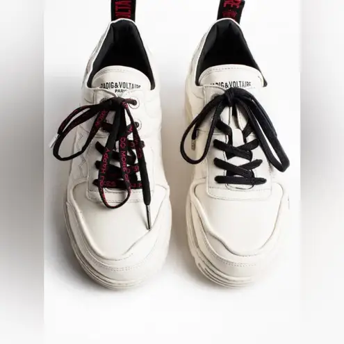 Zadig & Voltaire Women’s Blaze Stylish White Leather Sneakers Size 7.5 (38)