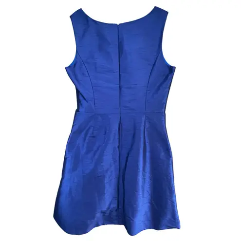 Alfred Sung Dupioni Dress Women 18 Blue Pleated Hi Lo Fit Flare Elegant Timeless