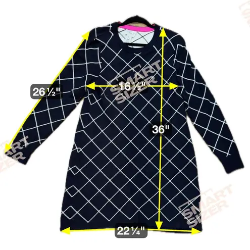 Eliza J Women's Argyle Sweater Dress Long Sleeve Pink Trim Size L