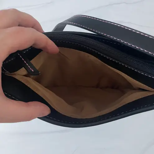 CRAZY HORSE x Liz Claiborne Fleur-de-lis Shoulder Bag- Black and Multicolored