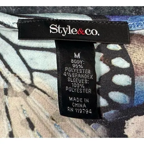 Style & Co. Women's Boho Top Sz PL Animal Print Batwing Bedazzled Blouse SizeM Size M