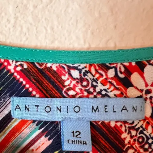 Antonio Melani  Boho Dress‎ Tunic Multicolor Chevron Print Long Sleeve Women's 12