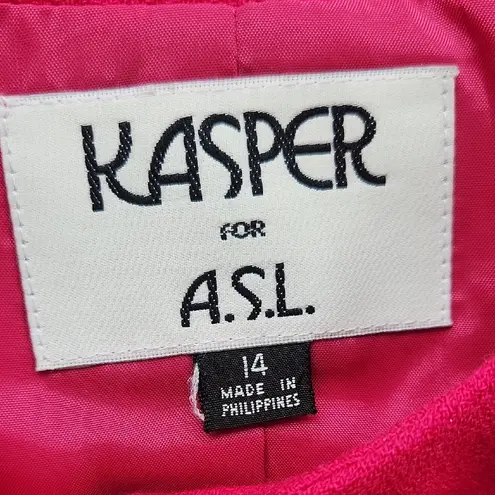 Vintage Kasper for A.S.L. Wool Blazer Skirt Suit Set Hot Pink 14