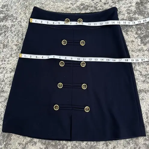 Adrienne Vittadini Navy Blue Nautical Skirt W Front Double Button Sz 2
