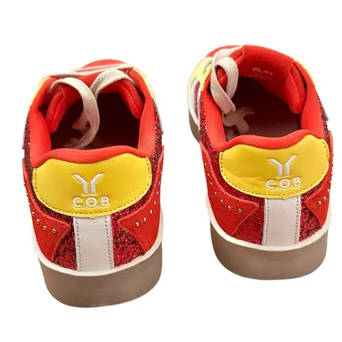 Culture of Brave COB Wing Play Hi Star Glitter Platform Sneakers Size 8 8.5 Red