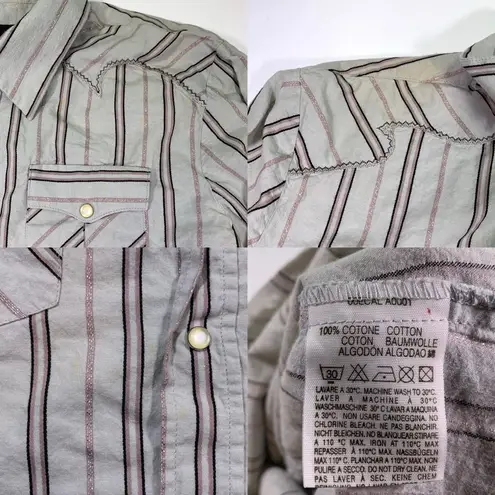 Diesel Striped Glitter Button Up Shirt Western Style Embroidery