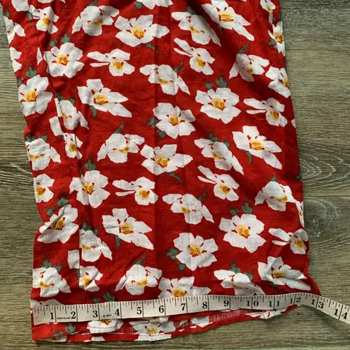 NWT Lulus Flirty Flowers Red Floral Print Wide Leg Pants L Size L