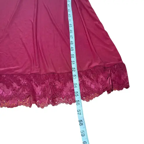 Frederick's of Hollywood Maroon Lace One Shoulder Sheer Maxi Chemise Lingerie M