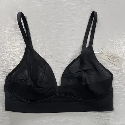 Aerie New  SMOOTHEZ Mesh Bralette Sheer Wireless Bra True Black Size Small