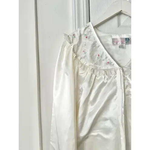 Moon Dance Vintage Ivory Satin Edwardian Full Length Floral Lace Nightgown M White Size M