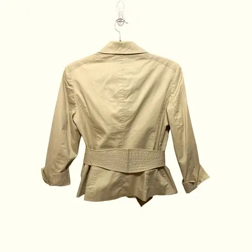 Bandolino Cream Tan Belted 3/4 Sleeves Academia Blazer Jacket Sz 6 Women
