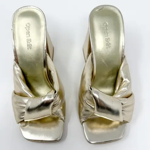 Open Edit Nordstrom Saydee Gold Metallic Puff Sandal Heel, NWOT, Size 5.5