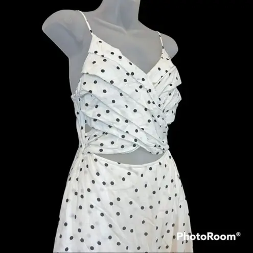 Lush Clothing Lush Ivory Black Polka Dot Crossover Wrap Dress Size Small