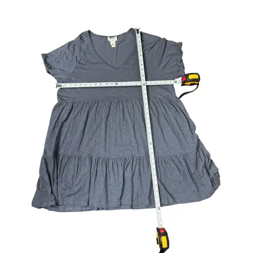 FOR THE REPUBLIC Womens Plus Size Dress 2X Blue Tiered Tunic 95% Cotton Blend