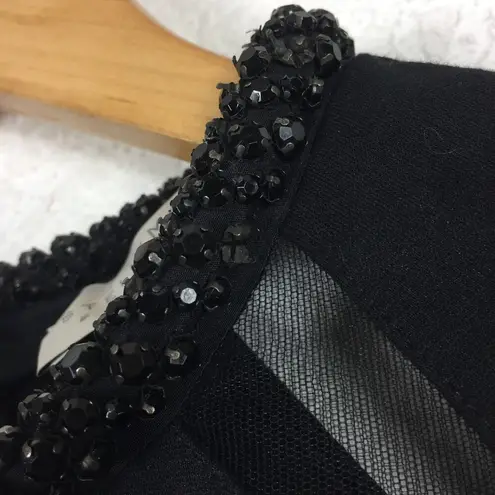 Stella McCartney Black Embellished Neck Mesh Insert Knee Length Dress Size 44