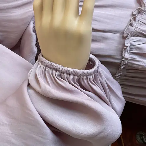 Glam Boho Ruffled Ballon Long Sleeve Mini Dress Blush Pink Size Large