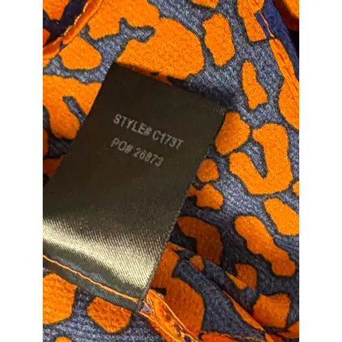 2/$35 Lulu's C173T Color Me Wild Cheetah Print Peplum Blouse SMALL Orange Retro