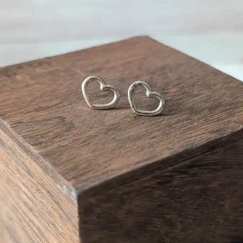 Vintage Stud Earrings Chunky Heart Shape