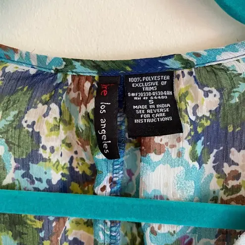 Fire Los Angeles Floral Peplum Blouse Top Lace Detail ~ Women’s Size Small