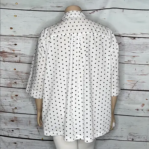 Joan Rivers Size 2X White - Black Polka Dot Button Down Tunic Shirt w/ Pockets - Image 3