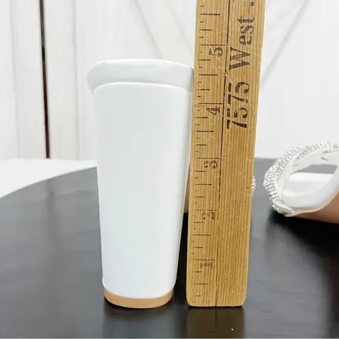 Simmi London Diamanté Rhinestone Block Heel Mule Sandal Bride Shoes White 7