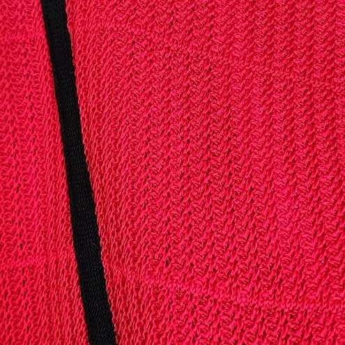 Ming Wang Red Textured Stripe Black Piped Sweater Jacket Size LP