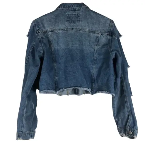 American Bazi Distressed Cropped Denim Jacket
