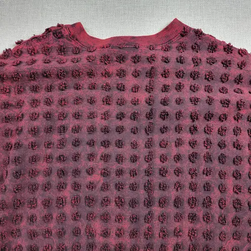 Produce Company Womens Sweater Size M Wine Swiss Dots Crewneck Fringe Pullover Red